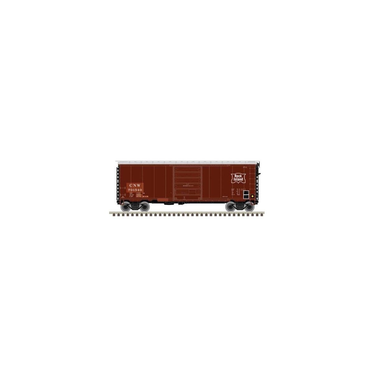 P-S PS-1 40` Boxcar w/8` Door - Ready to Run - Master -- Chicago & North Western 701365 (Patched Ex-RI, Boxcar Red, silver, blac