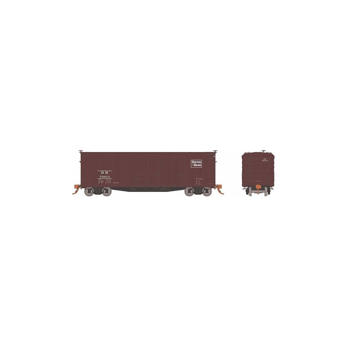 USRA 40′ Double-Sheathed Wood Boxcar 6-Pack - Ready to Run -- Boston & Maine Set 2 (Boxcar Red, Rectangle Logo), HO, Rapido Tr