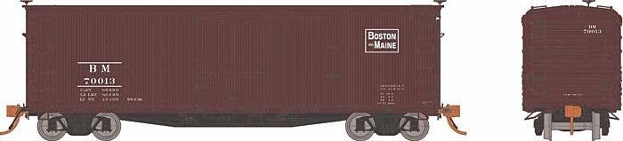 USRA 40′ Double-Sheathed Wood Boxcar 6-Pack - Ready to Run -- Boston & Maine Set 2 (Boxcar Red, Rectangle Logo), HO, Rapido Tr