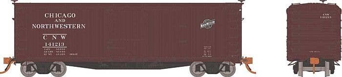 USRA 40′ Double-Sheathed Wood Boxcar 6-Pack - Ready to Run -- Chicago & North Western Set 2 (Boxcar Red, black, white), HO, Ra