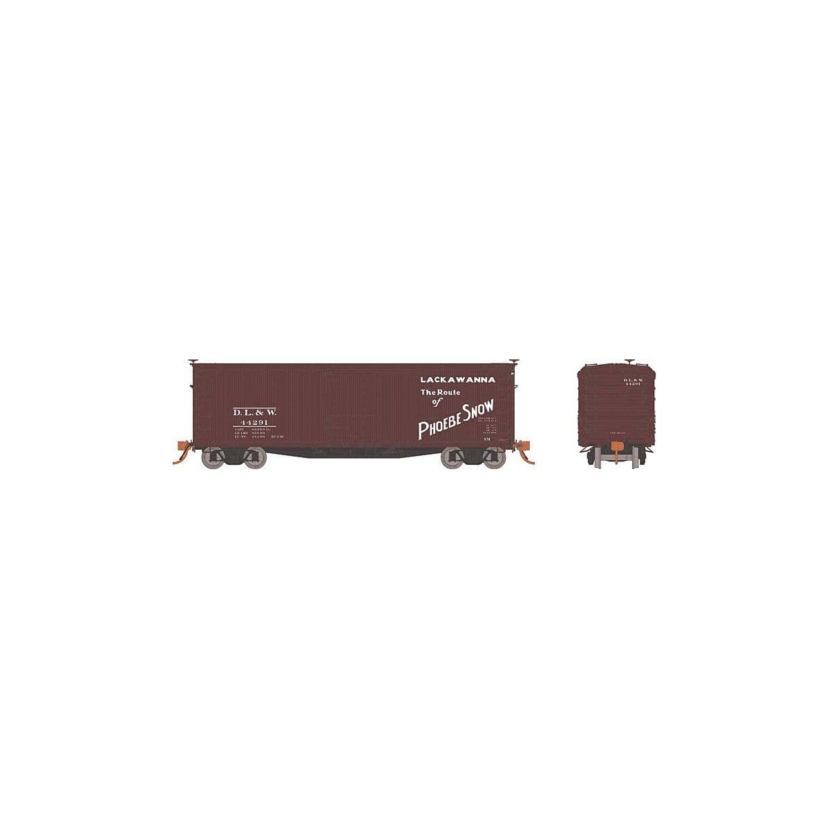 USRA 40′ Double-Sheathed Wood Boxcar 6-Pack - Ready to Run -- Delaware, Lackawanna & Western Set 2 (Boxcar Red, white, Phoebe 