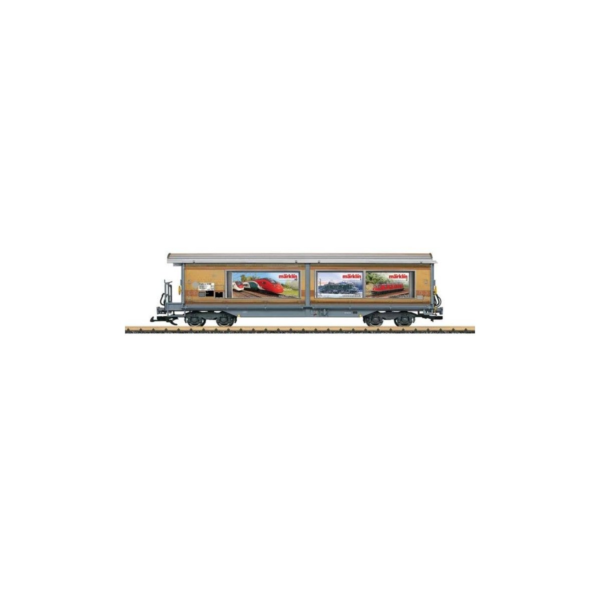 RhB Type Haik-v Sliding-Wall Boxcar - Ready to Run -- Rhaetian Railroad RhB 5130 (Era VI, Marklin Brands Graphics), G, LGB 48576
