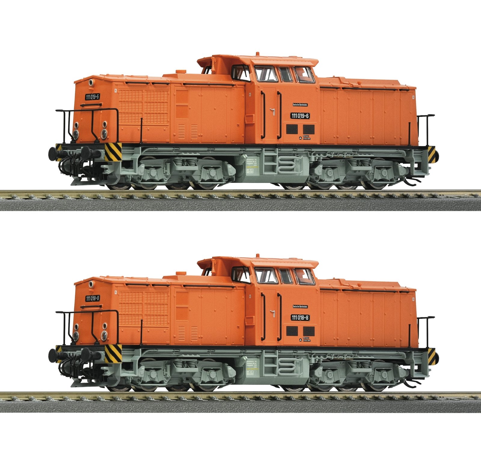 2 piece set: Diesel locomotives 111 018-8 and 111 019-6, DR, TT, Roco 7380011
