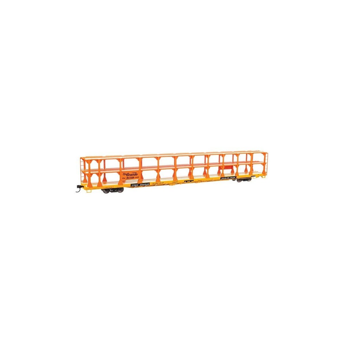 89′ Flatcar w/Tri-Level Open Auto Rack - Ready to Run -- Denver & Rio Grande Western(TM) Rack Tr, HO, WalthersMainline 8205