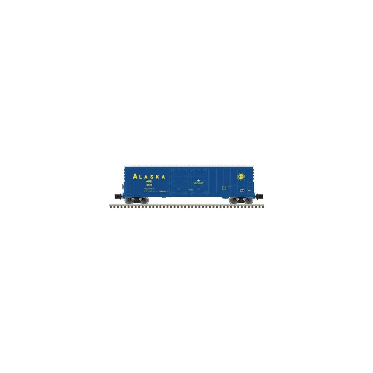 Evans 53′ Double Plug-Door Boxcar - Master(R) -- Alaska 10801 (blue, yellow), Z, Atlas Model Railroad Co. 75000015