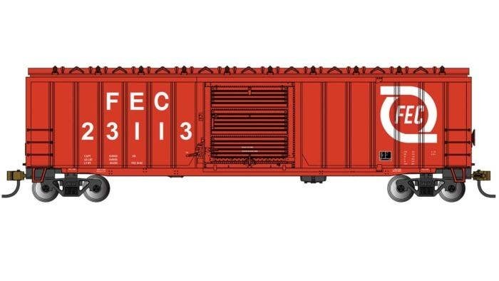 ACF 50`6` Outside-Braced Boxcar - Ready to Run - Silver Series(R) -- Florida East Coast 23113 (red, white, Large Logo), N, Bachm