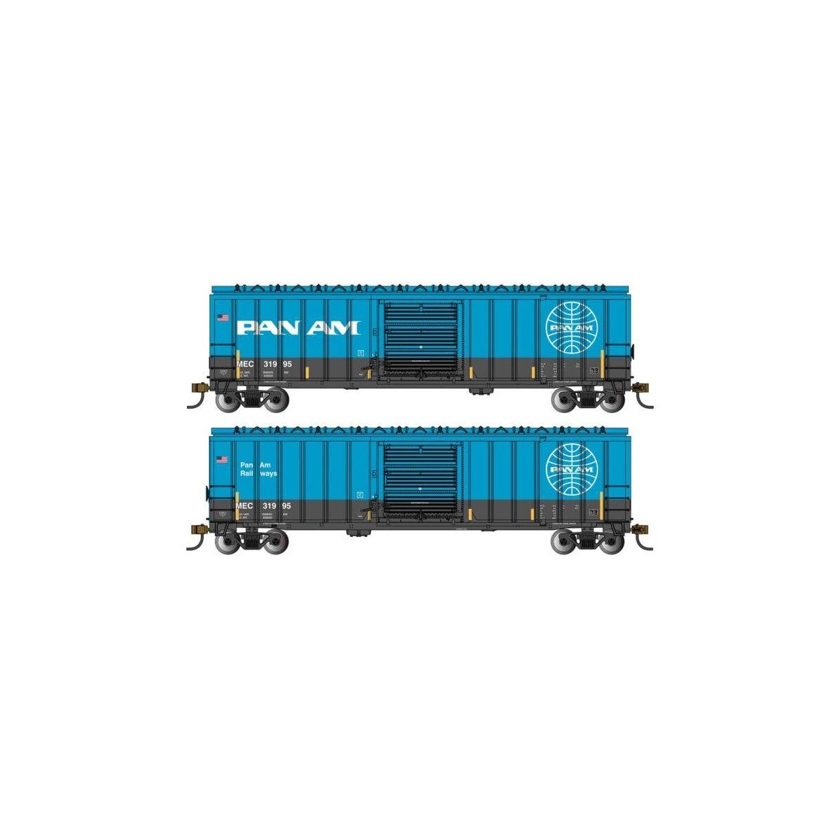 ACF 50`6` Outside-Braced Boxcar - Ready to Run - Silver Series(R) -- Pan Am Railways 31995 (blue, white), N, Bachmann Industries