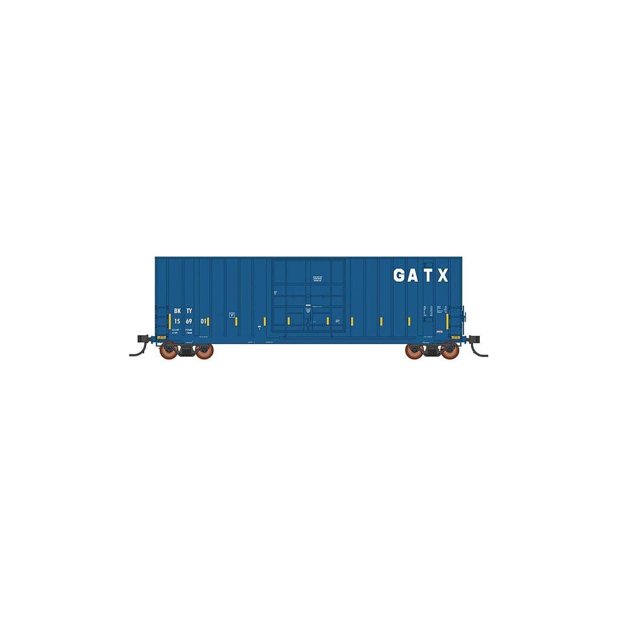 Gunderson 50′ Hi-Cube Plug-Door Boxcar Modern Ends - Ready to Run - Value Line -- GATX BKTY 156909 (blue, white, yellow conspi