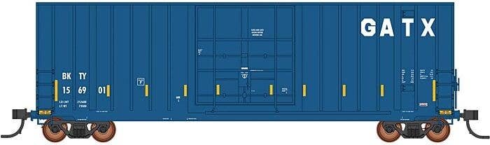 Gunderson 50′ Hi-Cube Plug-Door Boxcar Modern Ends - Ready to Run - Value Line -- GATX BKTY 156927 (blue, white, yellow conspi