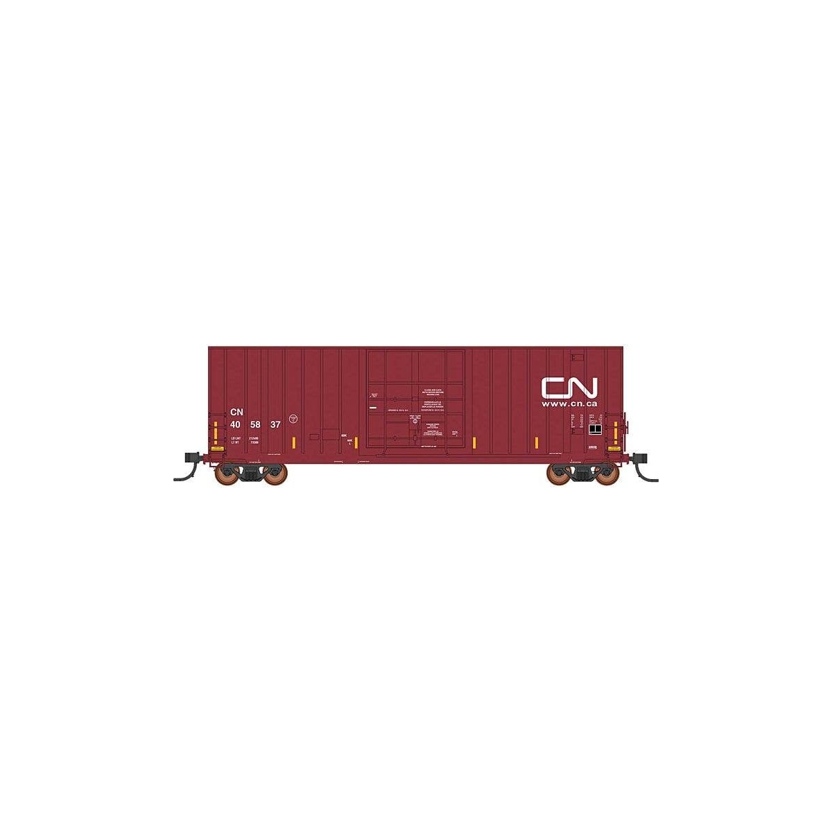 Gunderson 50′ Hi-Cube Plug-Door Boxcar Modern Ends - Ready to Run - Value Line -- Canadian National 405813 (Boxcar Red, white,