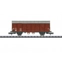 Type Gmms 40 Boxcar - Ready to Run - Minitrix -- German Federal Railroad DB (Era III, Boxcar Red, gray), N, Trix 18100