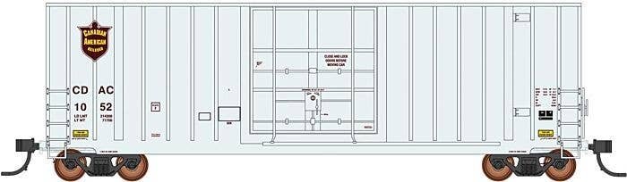 Gunderson 50′ Hi-Cube Plug-Door Boxcar Modern Ends - Ready to Run - Value Line -- Canadian American 1019 (gray, maroon), N, In