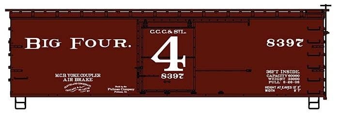 36′ Double-Sheathed Wood Boxcar, Steel Roof, Wood Ends, Straight Underf. Kit -- Big Four CCC&StL 83, HO, Accurail Inc 81891