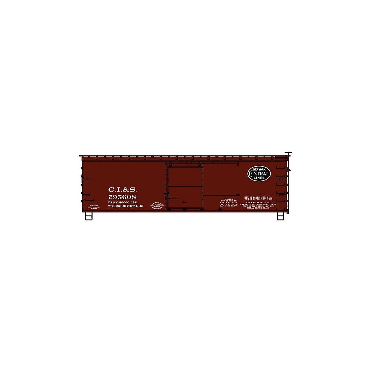 36′ Double-Sheathed Wood Boxcar, Steel Roof, Wood Ends, Straight Underf. Kit -- Chicago, Indiana & , HO, Accurail Inc 81893