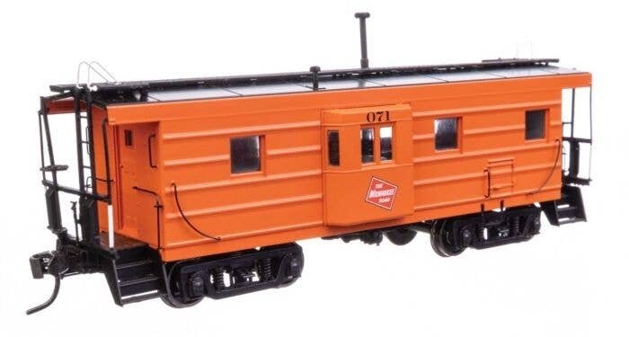 Milwaukee Road Rib Sided Caboose -- Milwaukee Road 071 (orange, black oil stove), HO, WalthersProto 103658
