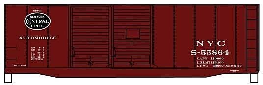 AAR 40′ Double-Door Boxcar - Kit -- New York Central S-55864 (Boxcar Red, black Lines Logo), HO, Accurail Inc 3640