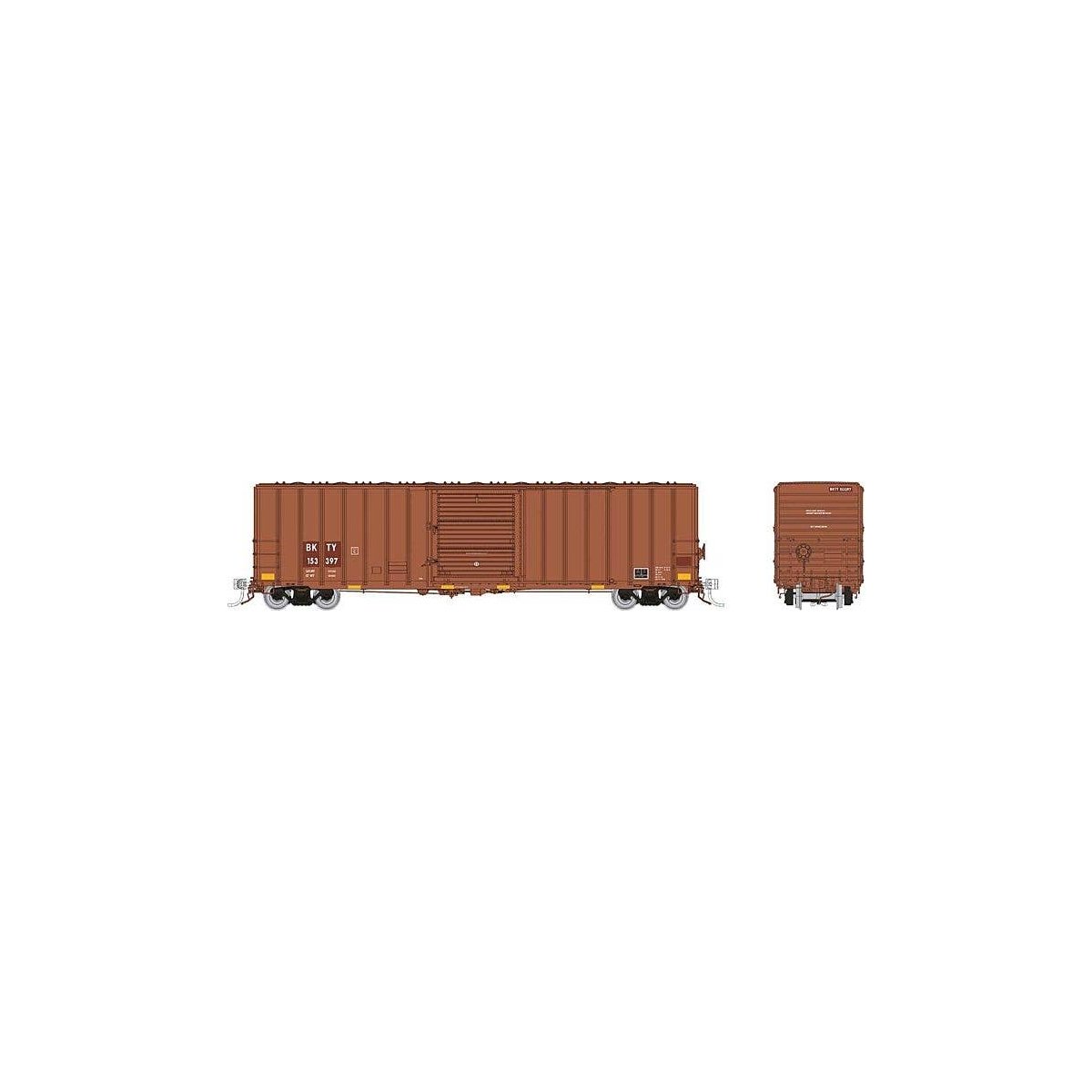 Pacific Car & Foundry 5241 Cubic Foot 50′ Boxcar 6-Pack - Ready to Run -- Union Pacific BKTY Set 1 (Patched, Boxcar Red, white
