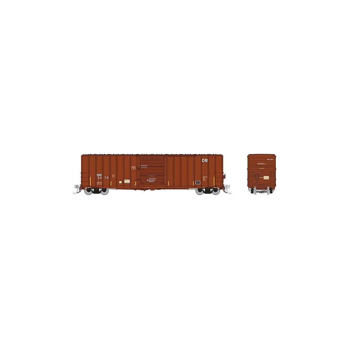 Pacific Car & Foundry 5241 Cubic Foot 50′ Boxcar 6-Pack - Ready to Run -- Seattle & North Coast SNC Set 1 (Boxcar Red, white),