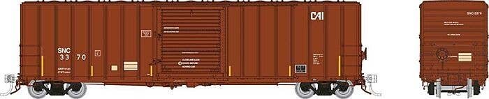 Pacific Car & Foundry 5241 Cubic Foot 50′ Boxcar 6-Pack - Ready to Run -- Seattle & North Coast SNC Set 1 (Boxcar Red, white),