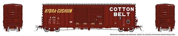 Pacific Car & Foundry B-70-69 Boxcar 6-Pack - Ready to Run -- Cotton Belt SSW 4 (Boxcar Red, white, yellow), HO, Rapido Trains I