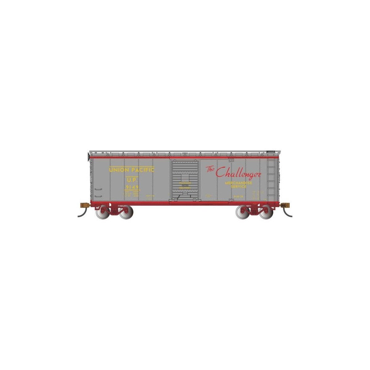 Pullman-Standard PS-1 40′ Steel Boxcar - Ready to Run - Silver Series(R) -- Union Pacific 9149 (Challenger Merchandise, gray, 