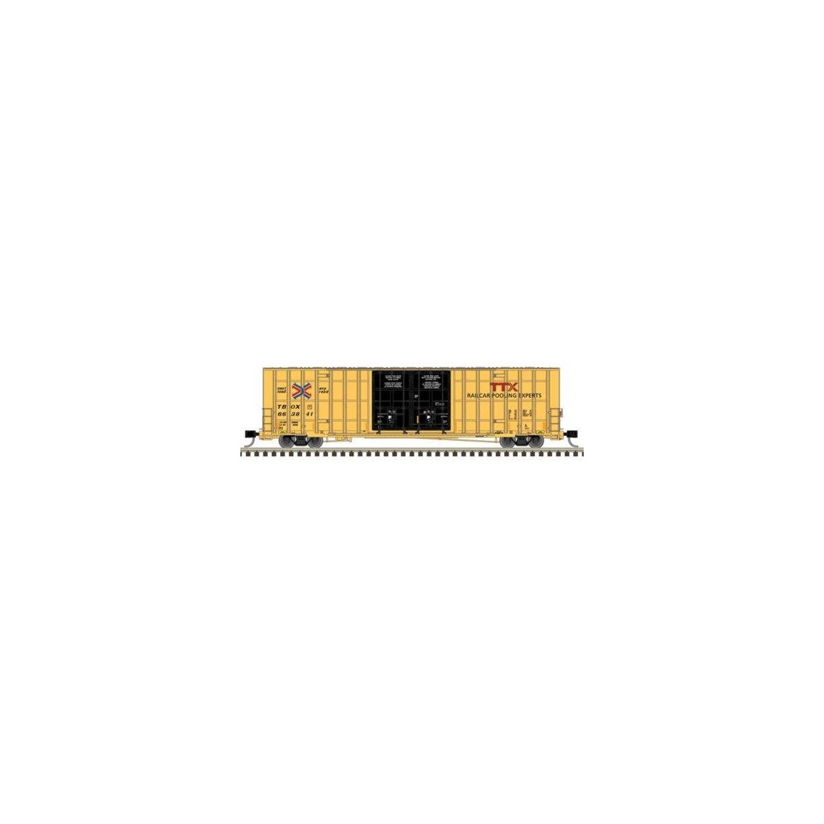 Gunderson 7550 Double-Door Boxcar - Ready to Run -- TTX TBOX 663952 (yellow, black, red logo), N, Atlas Model Railroad Co. 50006
