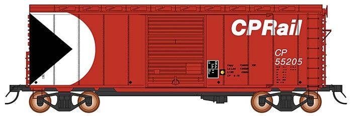 1937 AAR 10`6` Boxcar, 4-3-1 Improved Dreadnaught Ends, 6` Door - Ready to -- Canadian Pacific (Action Red, white, black, Multim