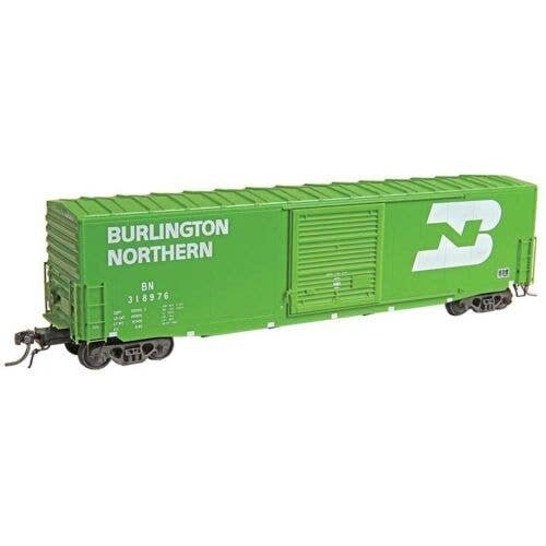PS-1 50` Boxcar with 10` Door, No Roofwalk - Ready to Run -- Burlington Northern 318976 (Cascade Green, white, Large Logo), HO, 