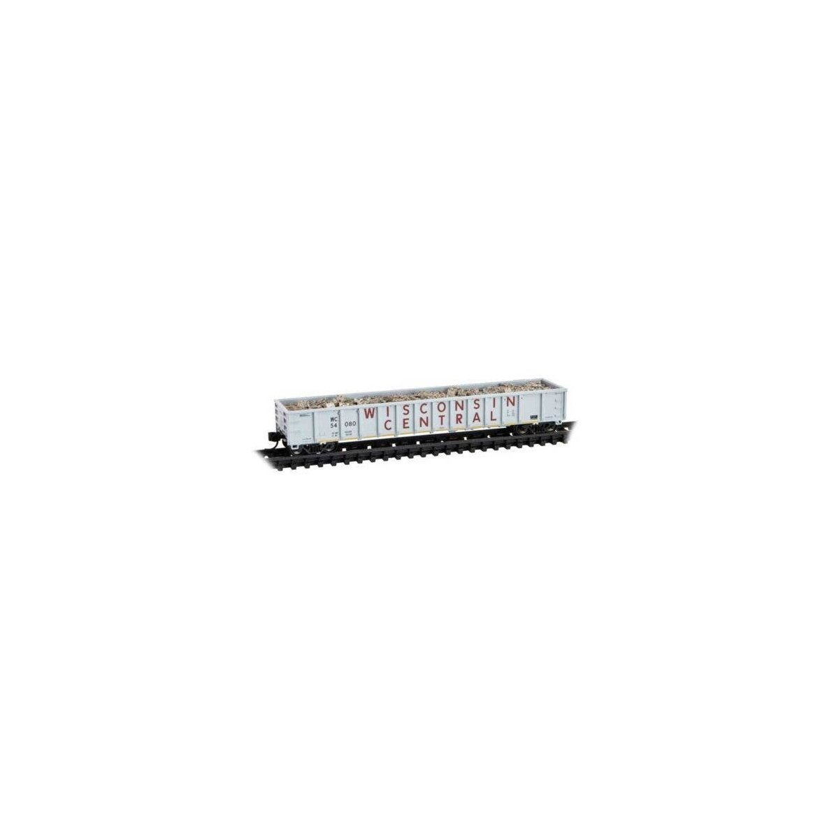 52`6` Greenville 2494 Mill Gondola - Ready to Run -- Wisconsin Central 54080 (gray, maroon, , N, Micro Trains Line 17000020