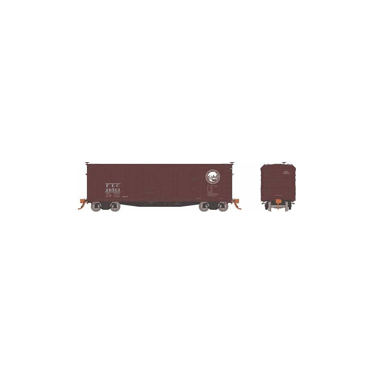 USRA 40′ Double-Sheathed Wood Boxcar 6-Pack - Ready to Run -- Florida East Coast Set 2 (Boxcar Red, white, Flagler Logo), HO, 