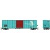 Pacific Car & Foundry 5241 Cubic Foot 50′ Boxcar 3-Pack - Ready to Run -- East Erie Commercial EEC Set 2 (Patched, teal, Boxca