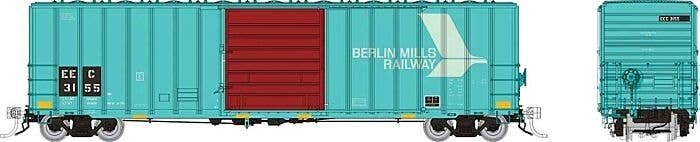 Pacific Car & Foundry 5241 Cubic Foot 50′ Boxcar 3-Pack - Ready to Run -- East Erie Commercial EEC Set 2 (Patched, teal, Boxca