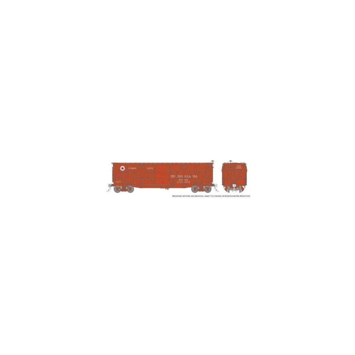 Class X23 Wood Boxcar 6-Pack - Ready to Run -- Pennsylvania Railroad - Union Lines (Tuscan, white), HO, Rapido Trains Inc 177002