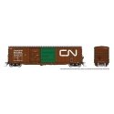 NSC 5304 Plug & Sliding Door Boxcar 6-Pack - Ready to Run -- Canadian National Set 2 (As-Delivered, Boxcar Red, green door, Nood