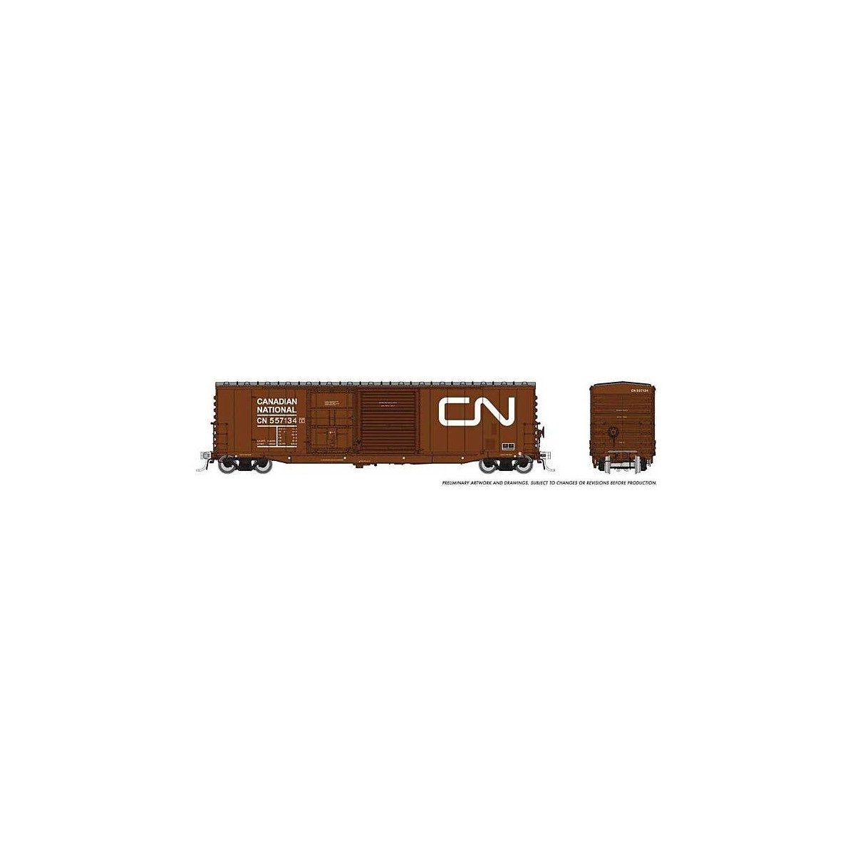 NSC 5304 Plug & Sliding Door Boxcar 6-Pack - Ready to Run -- Canadian National (Late 1980s, Boxcar Red, Noodle Logo), HO, Rapido