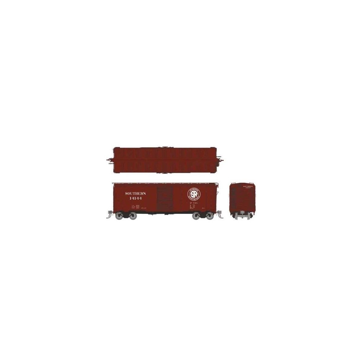 1937 AAR 40′ Boxcar w/Square Corner 6-Pack - Ready to Run -- Southern Railway Set 1 (Boxcar Red, SR Logo), HO, Rapido Trains I