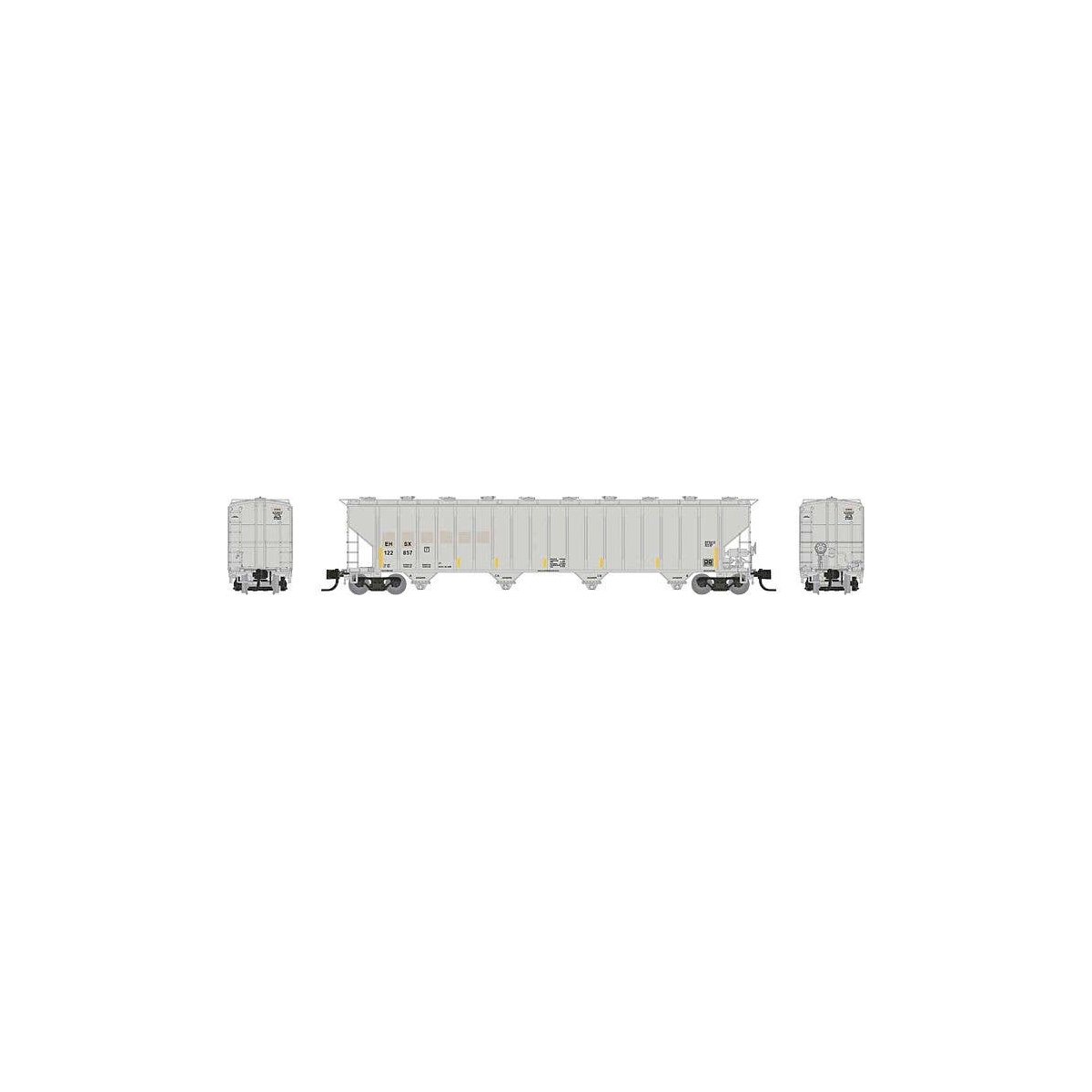 Procor 5820 Covered Hopper 3-Pack - Ready to Run -- Dow Chemical DCLX (gray, black, Reporting , N, Rapido Trains Inc 560009