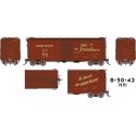 UP Class B-50-42 40′ Boxcar 6-Pack - Ready to Run -- Union Pacific Set 1 (1951 As-Delivered, Boxcar Red, Streamliners Slogan),