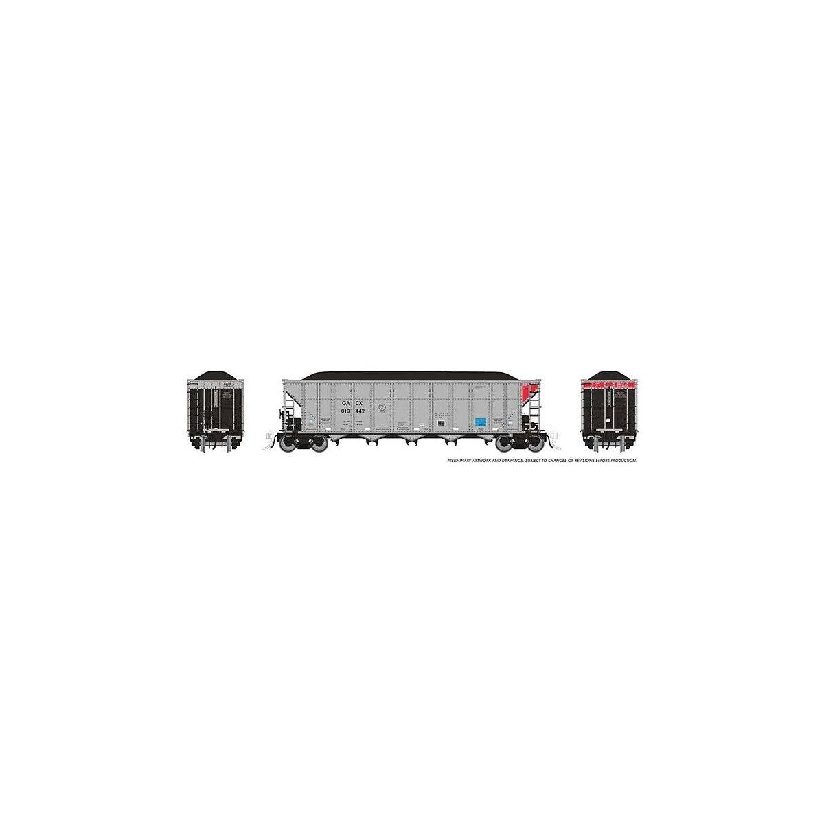 AutoFlood III Rapid Discharge Coal Hopper w/Load - Ready to Run -- GATX Capital GACX (silver, HO, Rapido Trains Inc 169050A