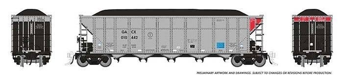 AutoFlood III Rapid Discharge Coal Hopper w/Load - Ready to Run -- GATX Capital GACX (silver, HO, Rapido Trains Inc 169050A