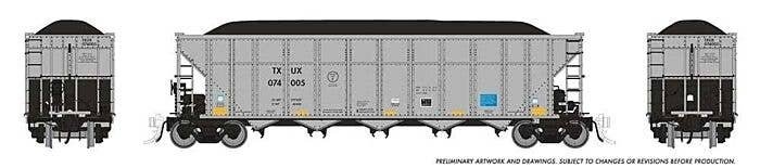 AutoFlood III Rapid Discharge Coal Hopper w/Load - Ready to Run -- Luminant TXUX (silver, bl, HO, Rapido Trains Inc 169060A