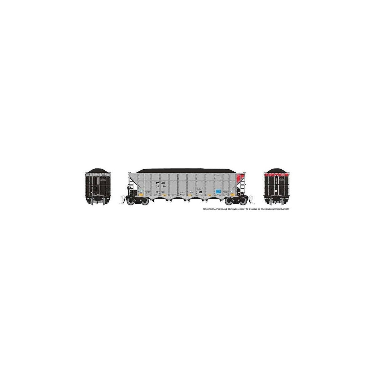 AutoFlood III Rapid Discharge Coal Hopper w/Load - Ready to Run -- Tennesee Valley Authority, HO, Rapido Trains Inc 169056A