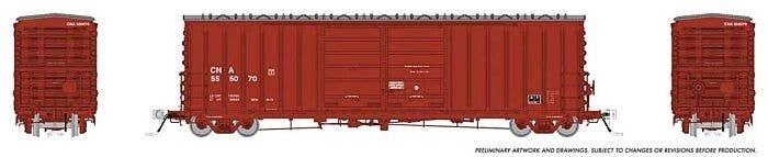 Pacific Car & Foundry B-70-69/71/75 Boxcar 6-Pack - Ready to Run -- Canadian National Set 1 (Boxcar Red, No Logo), HO, Rapido Tr