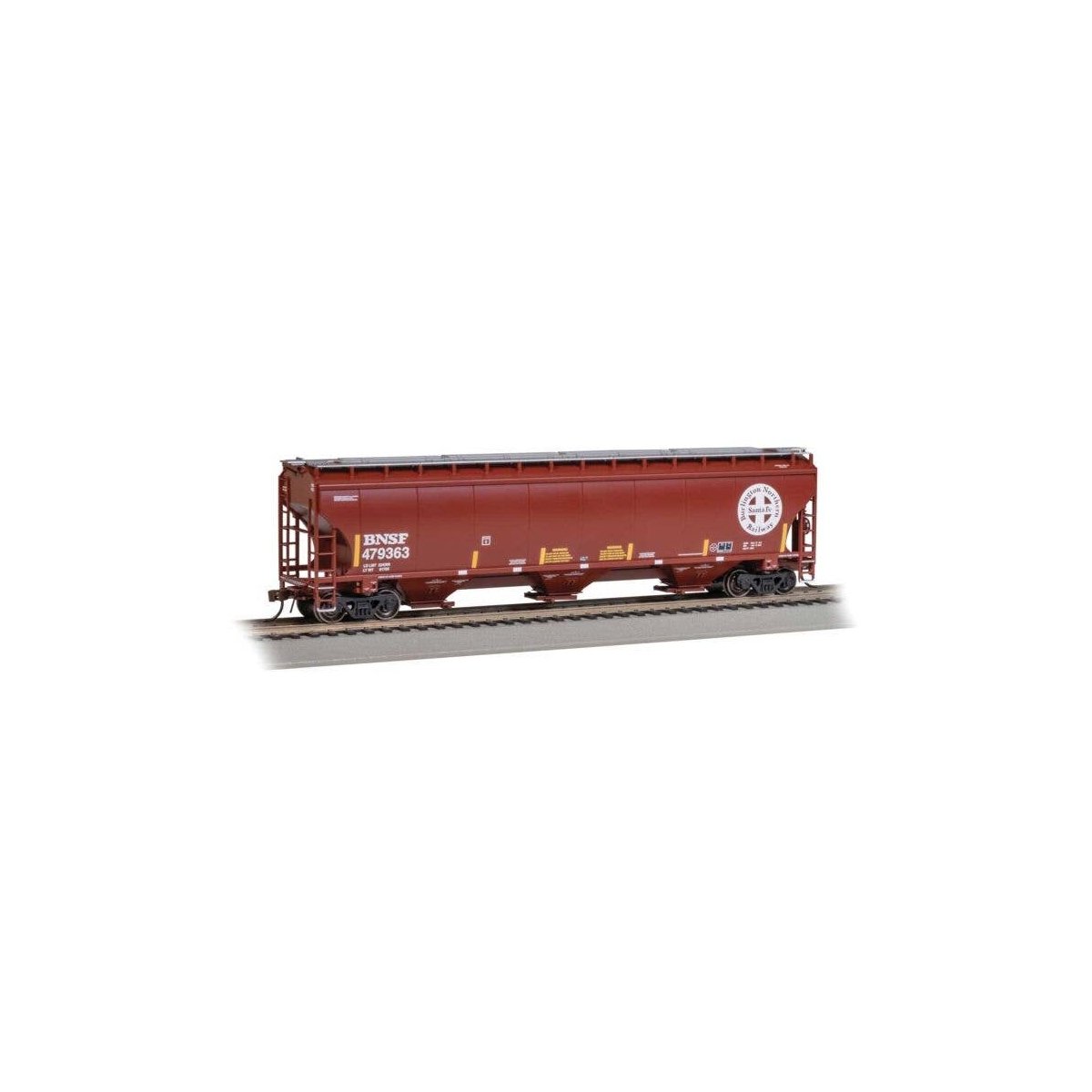 Trinity 5161 3-Bay Covered Hopper - Ready to Run -- Burlington Northern Santa Fe 479363 (Box, HO, Bachmann Industries 70632
