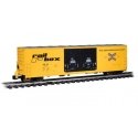 Evans 53′ Double-Door Boxcar with End-of-Train Device - Ready to Run -- Railbox 32113 (yellow, black, red, blue), G, Bachmann 