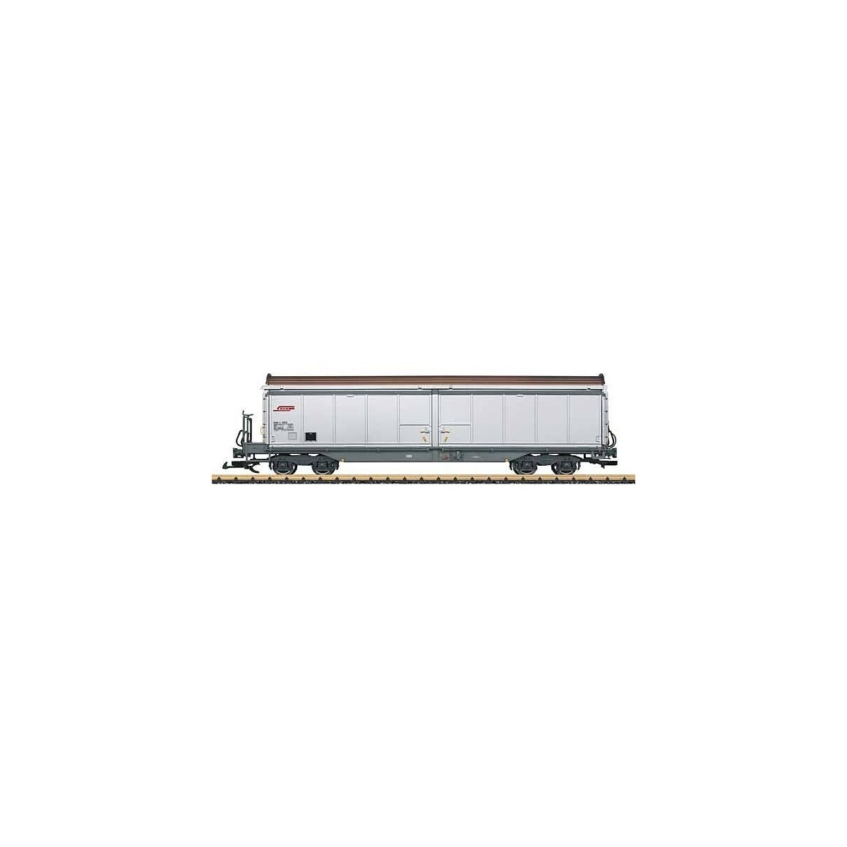 Type Haik-v Sliding-Wall Boxcar - Ready to Run -- Rhaetian Railway RhB (Era VI, gray, brown), G, LGB 48575