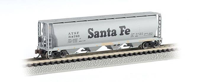 Canadian Cylindrical 4-Bay Grain Hopper - Ready to Run - Silver Series(R) -- Atchison, Topeka, N, Bachmann Industries 19152
