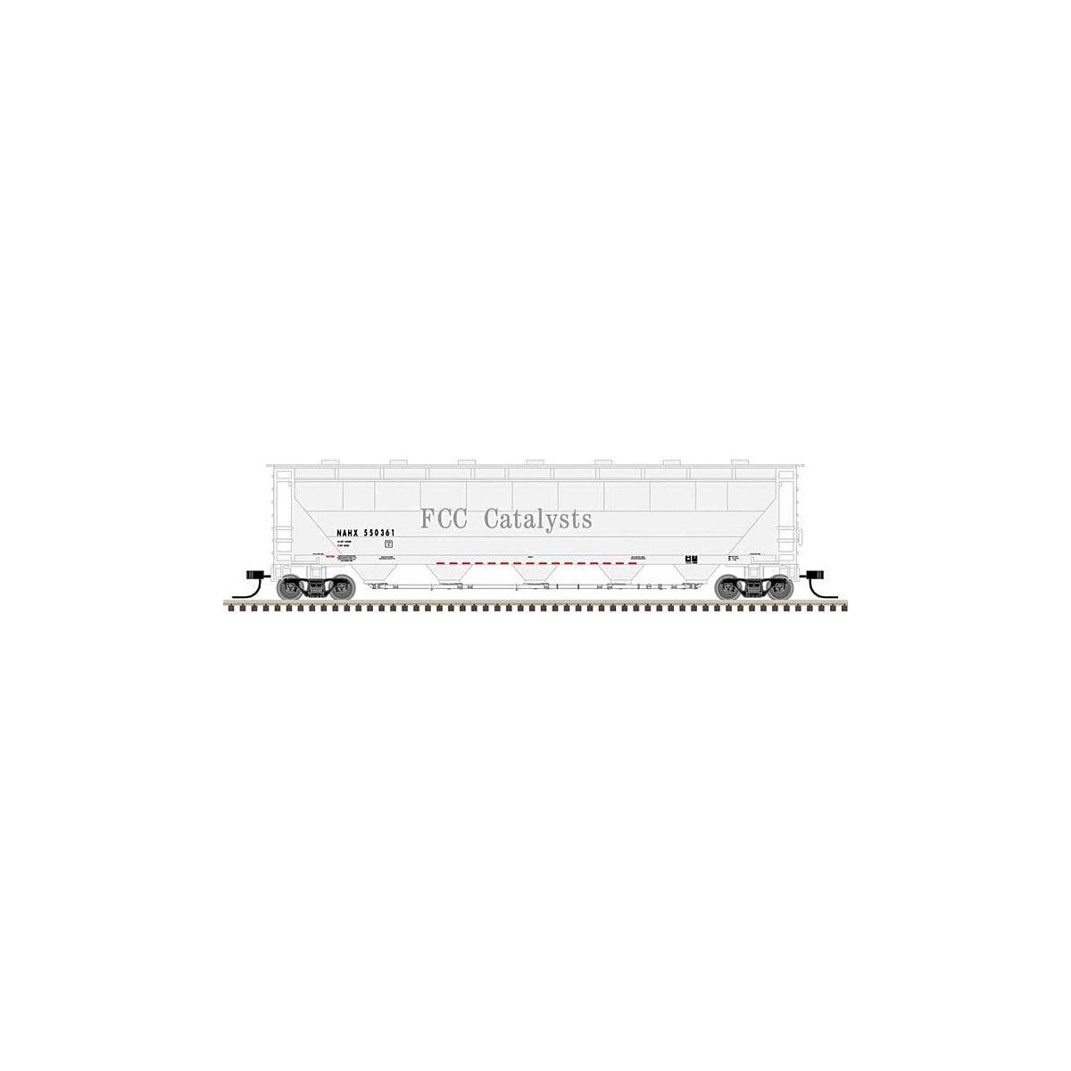 Trinity PD5000 Covered Hopper - Ready to Run -- FCC Catalysts NAHX 550361 (white, gra, N, Atlas Model Railroad Co. 50005676