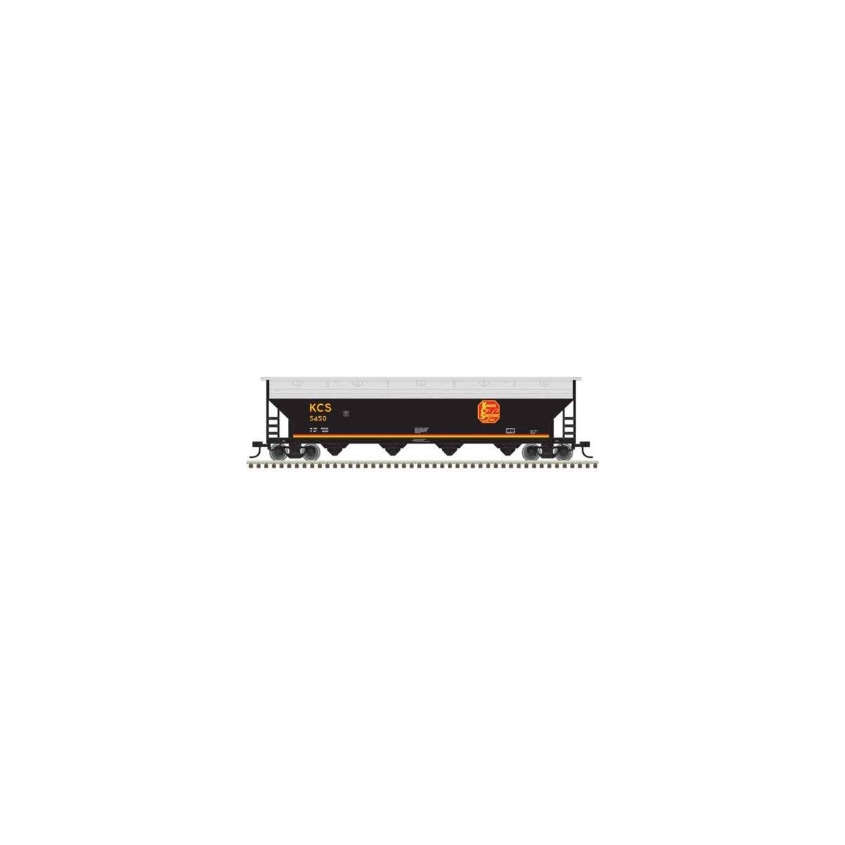 ACF 5250 4-Bay Centerflow Hopper - Ready to Run -- Kansas City Southern 5452 (black, gray, yellow, re, N, Trainman 50007121