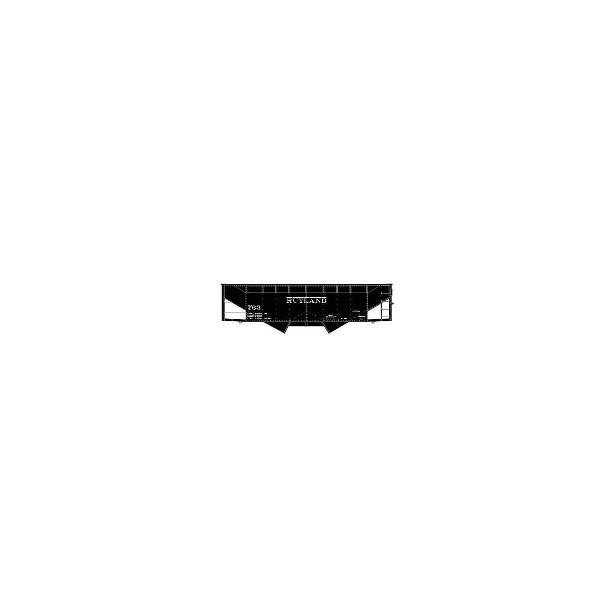 50-Ton Offset-Side 2-Bay Hopper - Kit -- Rutland 763 (black), HO, Accurail Inc 7740